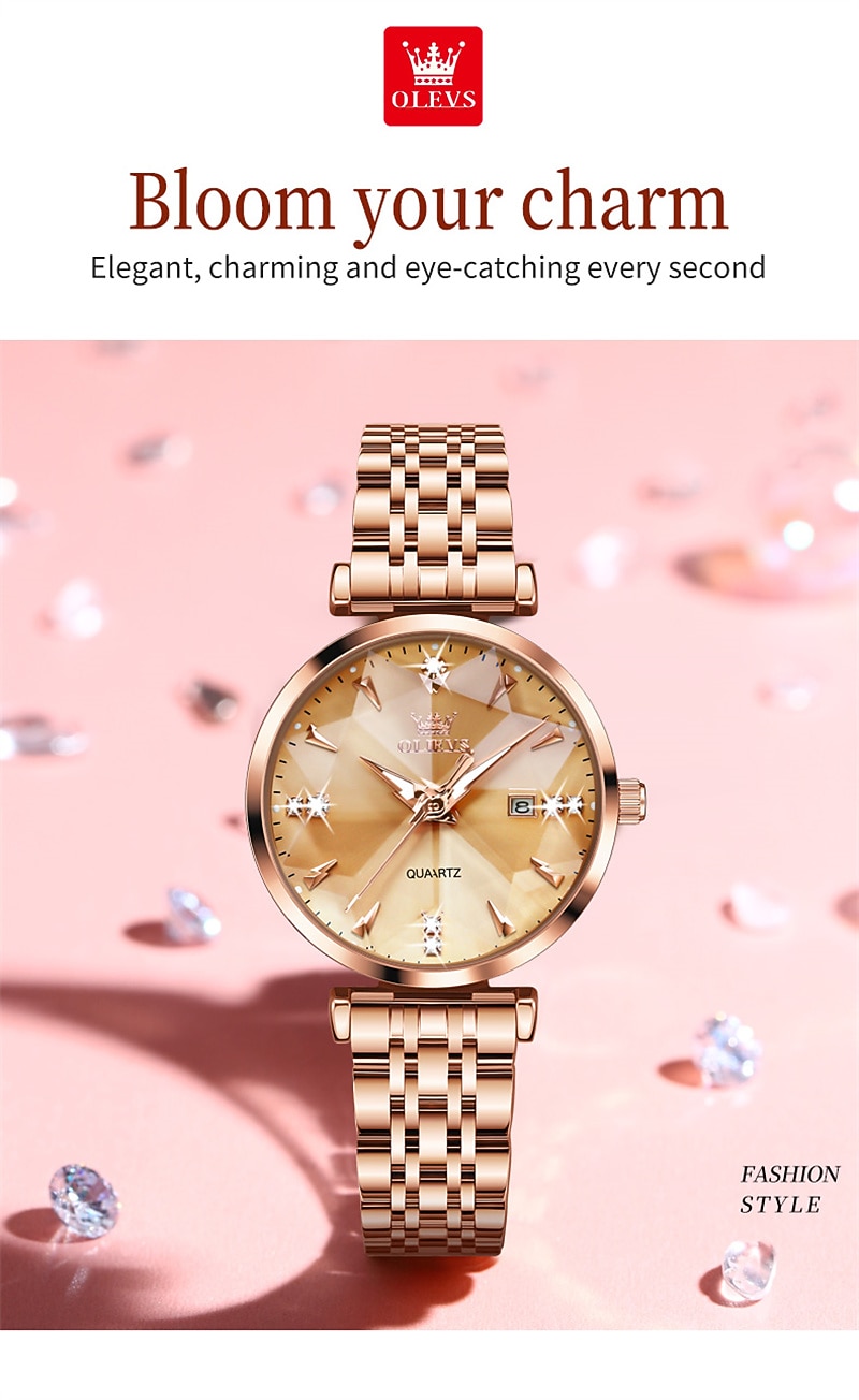 New Olevs Brand Ladies' Watches Luminous Decorative Calendar Quartz Watches American-Style Diamond-Set Waterproof Small Green Watches Mother's Day Gift for Women'S Watches Tide 2026 - $37.99 –P1