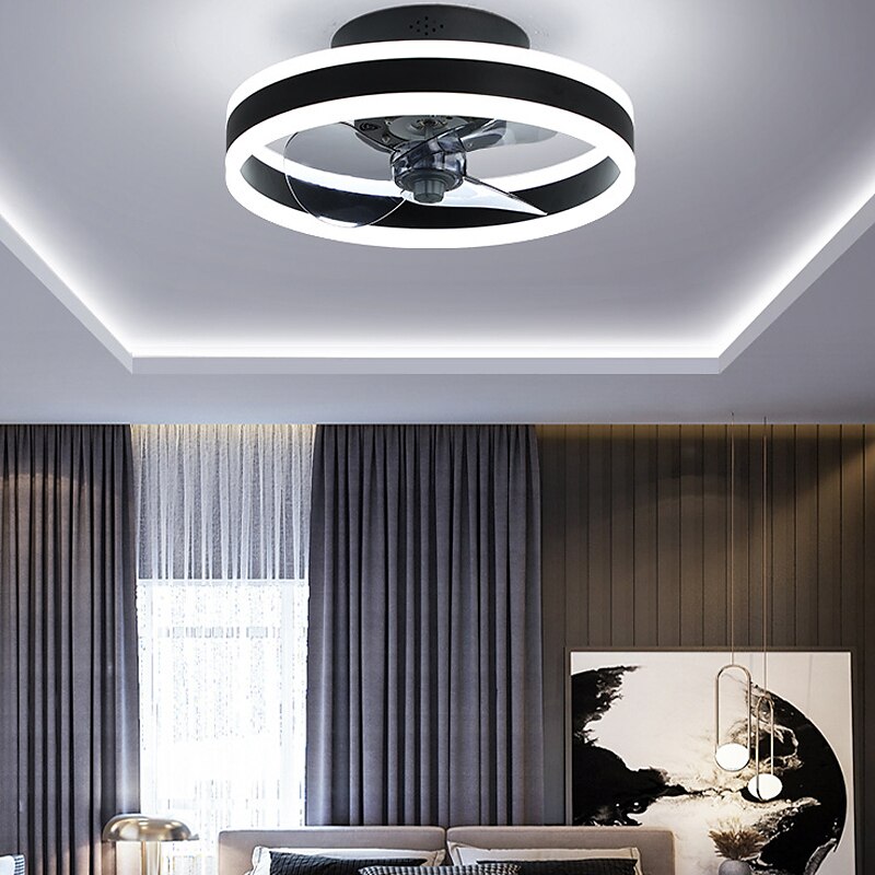 Ceiling Fans with Lights Flush Mount Low Profile Indoor Ceiling Fan,18.7" Dimmable Bladeless Ceiling Fans with Remote Control,Smart 3 Colors 6 Speeds Reversible 2025 - $215.89 –P12