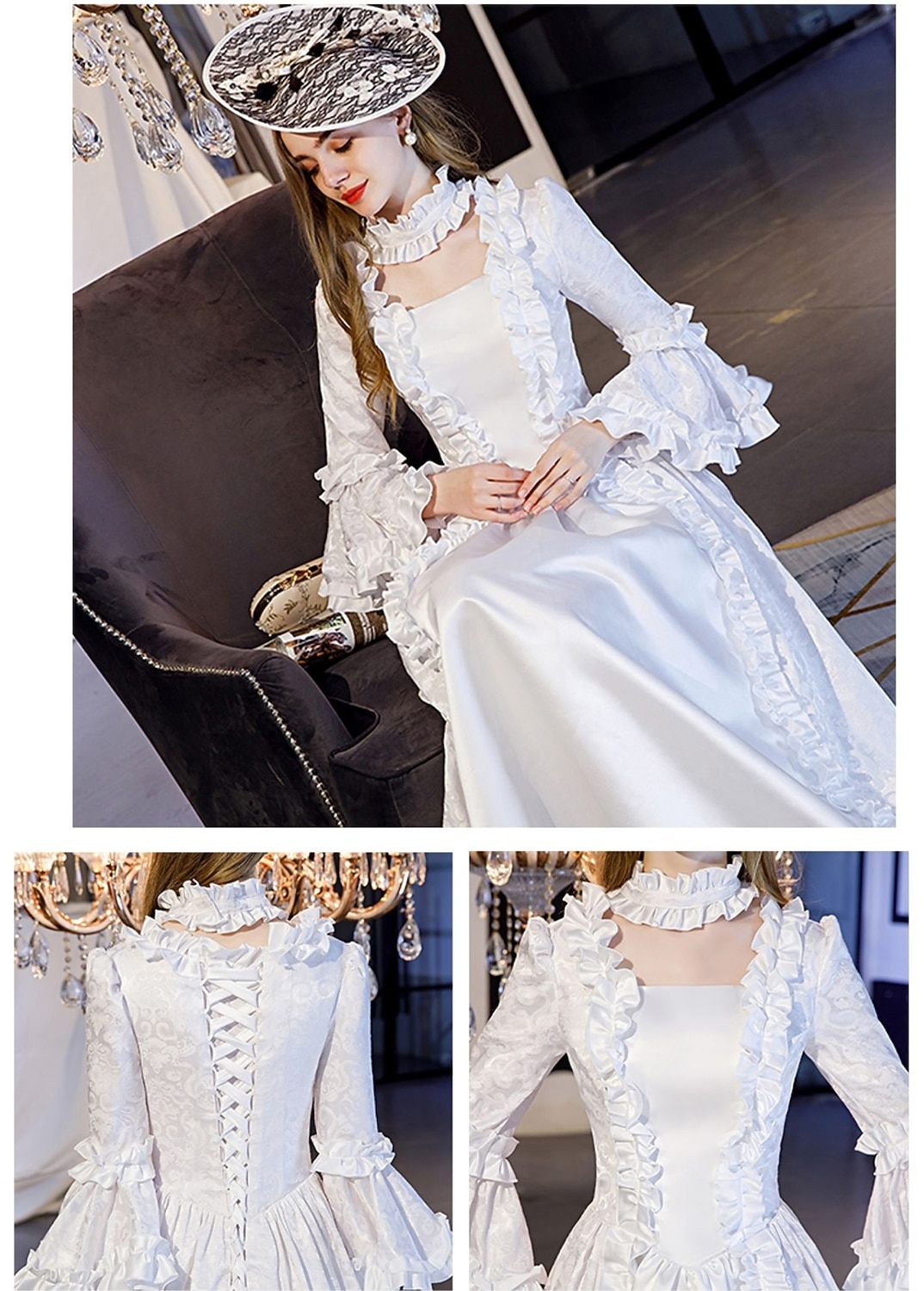 cinderella maria antonietta retro vintage rococo victoriaans renaissance 18e eeuw prinses koloniale periode jurk dames jacquard kostuum vintage cosplay prestatie bruiloft 3/4-mouwen 2026 - $125.99 –P5
