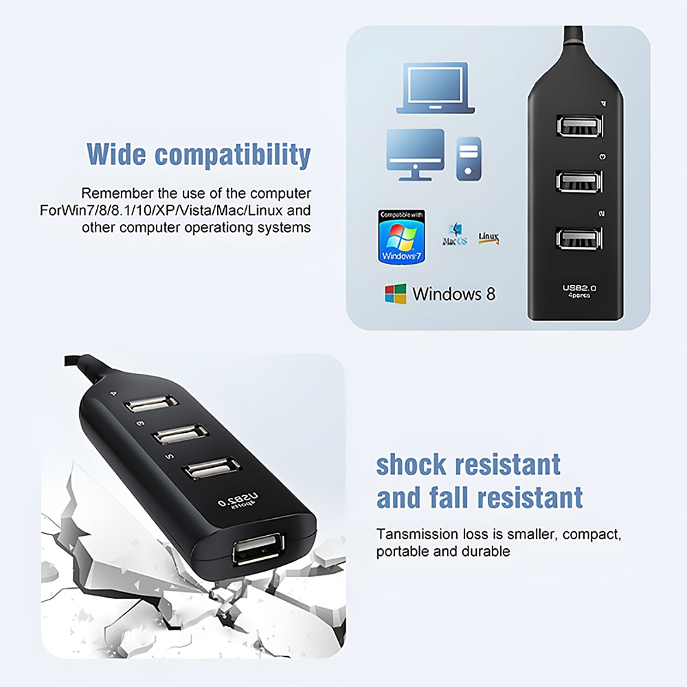 Micro USB Hub 2.0 Multi USB Port 4 Ports Hub USB High Speed HUb USB Splitter For PC Computer Accessories 2025 - $9.99 –P8