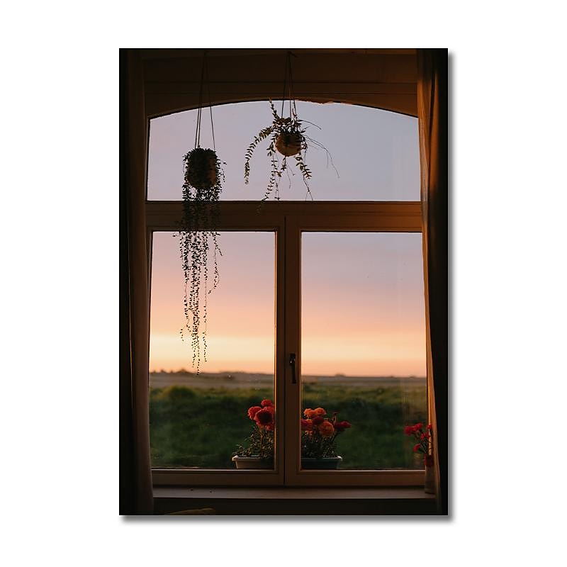 Paesaggio da parete su tela la finestra arte moderna paesaggio decorazione della casa arredamento tela arrotolata senza cornice senza cornice del 2025 a $20.99 –P5
