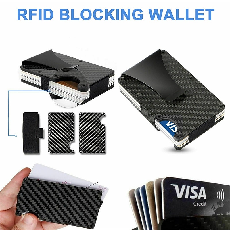 Кошелек с зажимом для денег из углеродного волокна и алюминия тонкий металлический держатель карт держатель кредитных карт для мужчин 2026 - $17.99 –P10