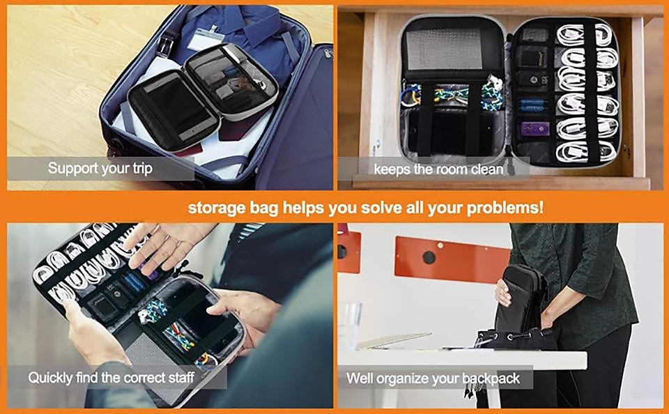 2026年 ポータブル電子アクセサリー トラベル ケース、ケーブル オーガナイザー バッグ iPad 用ガジェット キャリー バッグ、ケーブル、電源、USB フラッシュ ドライブ、充電器  コレクション – $18.99 –P19