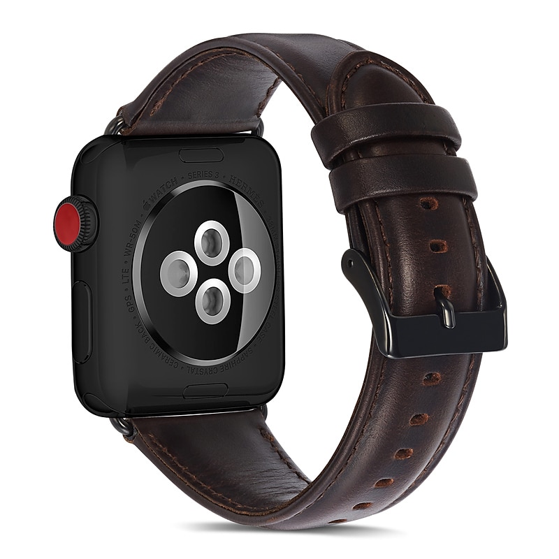 Skinnbånd Kompatibel med Apple Watch-klokkereim 38mm 40mm 41mm 42mm 44mm 45mm 49mm Justerbar Kvinner menn Ekte lær Erstatningsklokkerem til iwatch Ultra 2 Series 9 8 7 SE 6 5 4 3 2 1 2025 - $16.99 –P9