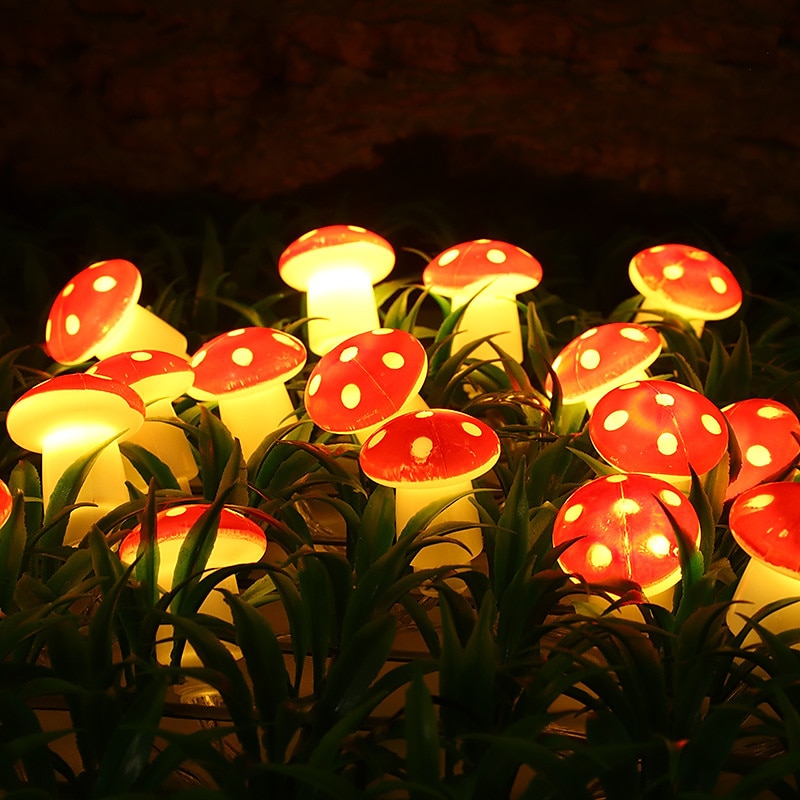 Solar Mushroom Lights Holiday Garland String Lights 7M-50LEDs 6.5M-30LEDs Outdoor Waterproof Mushroom Fairy lights Christmas Party Wedding Garden Lawn Decoration 2025 - $23.99 –P5