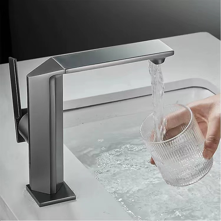 Waterfall Bathroom Sink Mixer Faucet Brass, Single Handle Washroom Basin Taps One Hole Faucets with Hot and Cold Hose, Waterfall Spout Brass Bathroom Tap Chrome Black Gold Grey 2025 - $113.99 –P17
