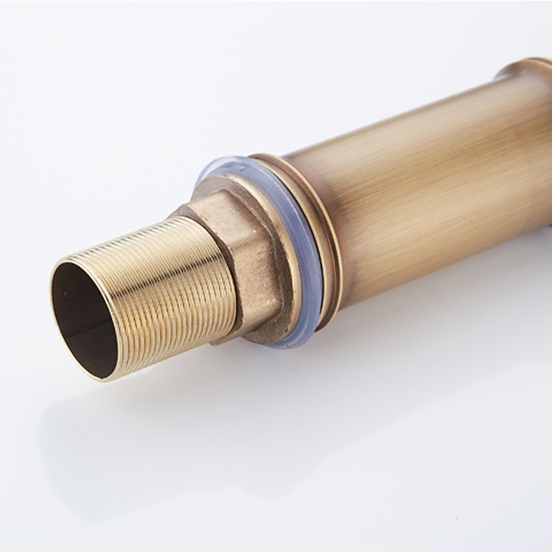 vintage łazienka bateria zlewozmywakowa kształt bambusa, monoblokowe baterie umywalkowe w stylu retro, antyczny mosiądz pojedynczy uchwyt jeden otwór montowany na pokładzie z wężem ciepłej i zimnej wody 2026 - $70.61 –P12