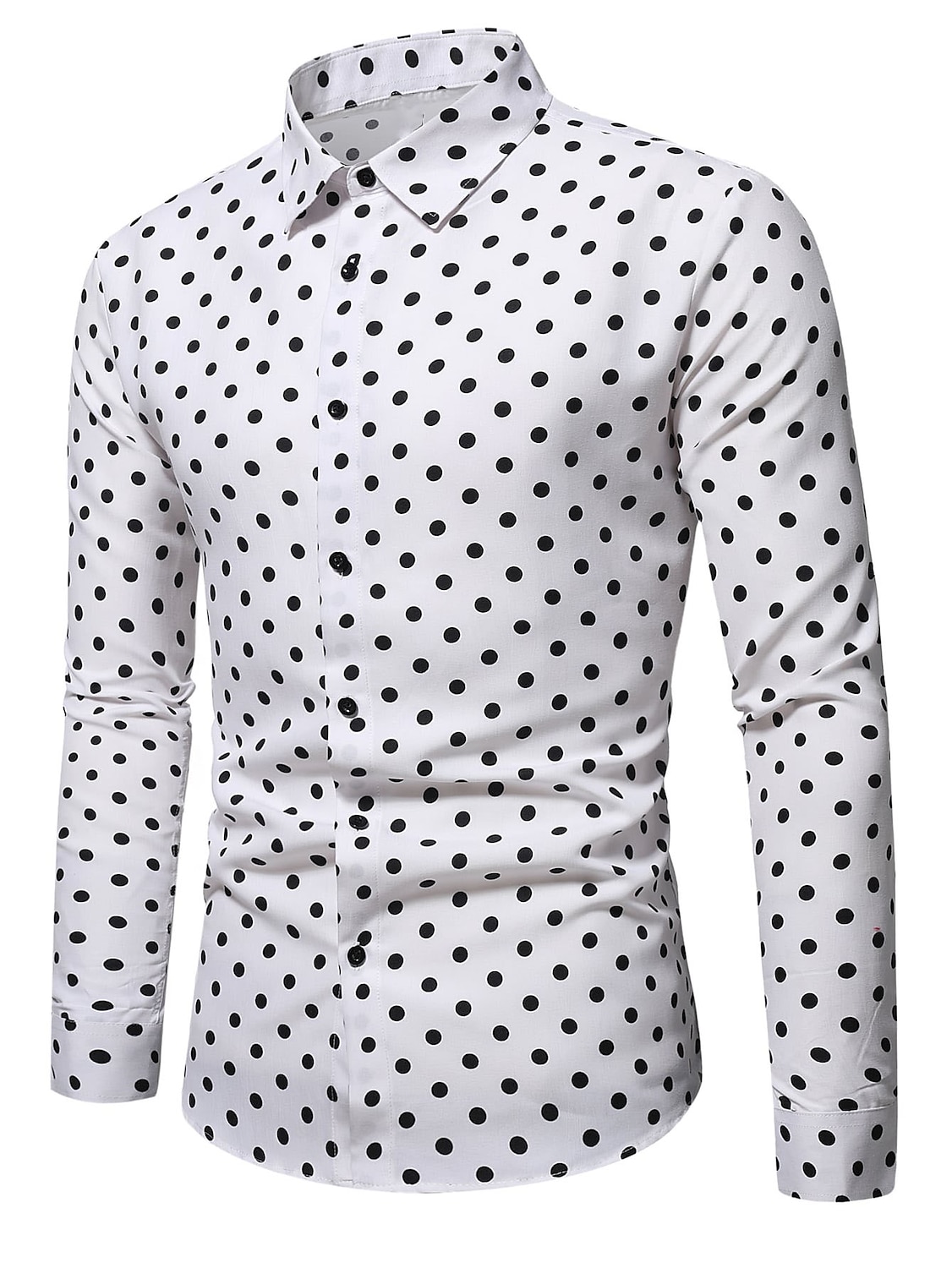 Men's Shirt Button Up Shirt Casual Shirt Summer Shirt Black White Pink Blue Long Sleeve Polka Dot Lapel Daily Vacation Clothing Apparel Fashion Casual Comfortable 2025 - GBP £17 –P5