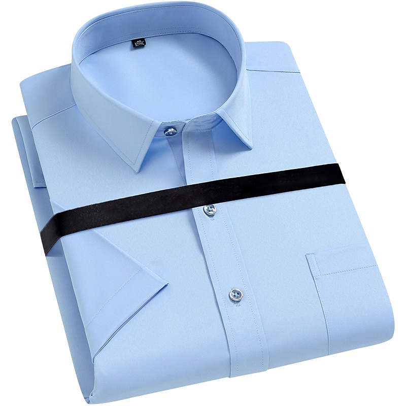 Men's Dress Shirt Non Iron Shirt Collared Shirt Button Up Shirt Plain Wedding Work Black White Yellow Pink Short Sleeve Square Neck Summer Clothing Apparel Print 2025 - $27.99 –P2