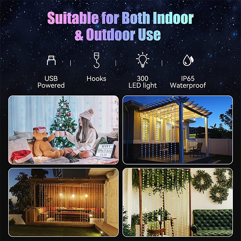 Color Changing Window Curtain Lights 3M x 3M USB Powered Led Hanging String Lights with Remote Control for Bedroom Weddings Wall  Decor-16 Colors 2026 - $49.99 –P7