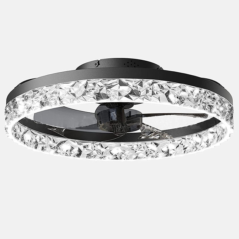 ventilatori a soffitto a led con luci lampadari di cristallo dimmerabili con telecomando 20 "lampada da soffitto a incasso lampadario in metallo camera da letto soggiorno del 2025 a $331.09 –P7