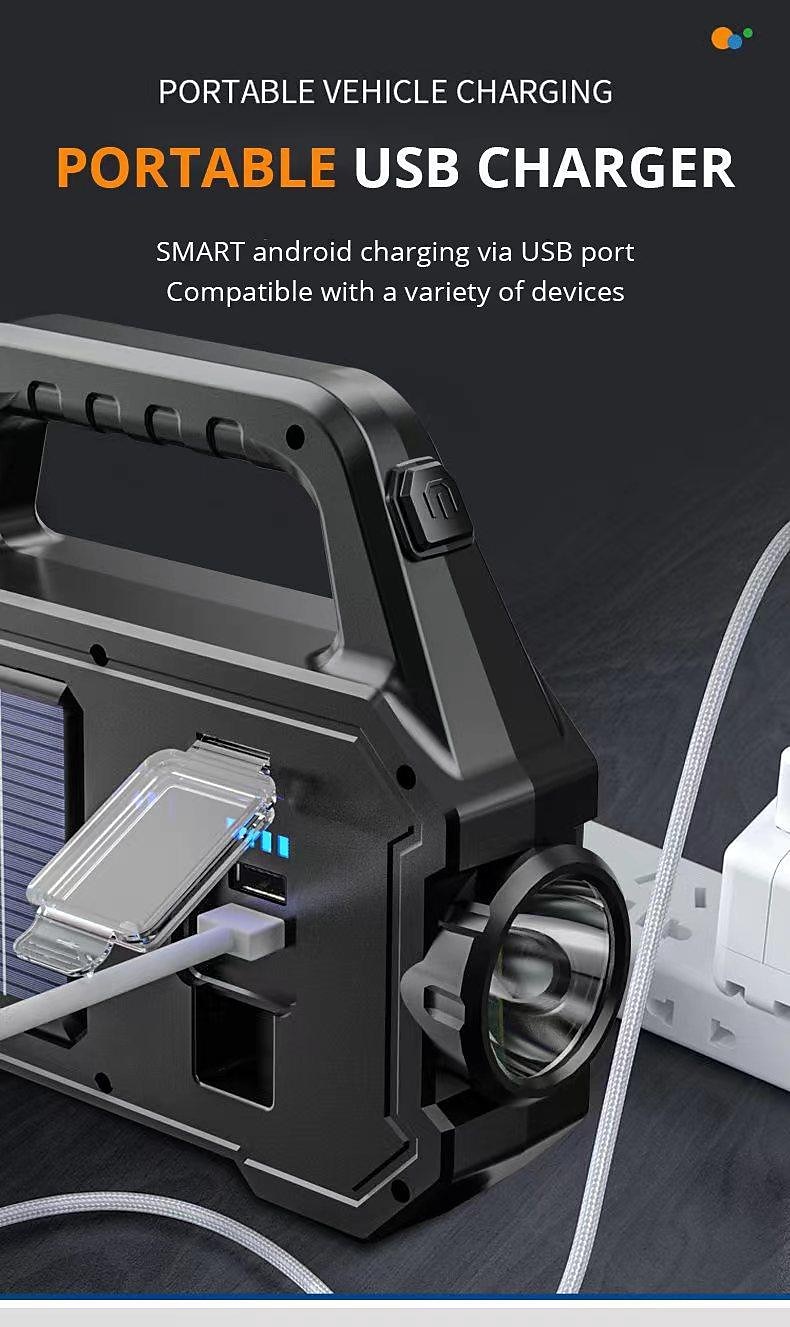 Rechargeable Solar Portable Lamp with Side Lights COB Flashlight Lantern Handheld Searchlight USB Charging Solar Light for Outdoor Camping 2026 - $19.99 –P11