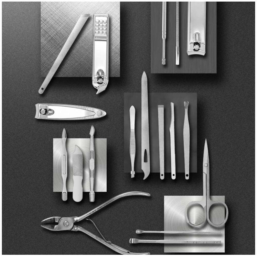 19 in 1 Stainless Steel Manicure Set For Foot Fitting Set Professional Pedicure Kit Nail Scissors Grooming Kit with Leather Travel Case for Women and Men 2025 - $9.99 –P7