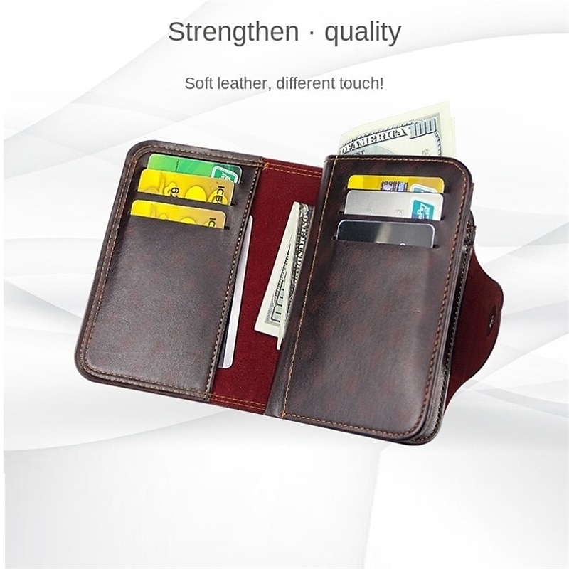 Новый мужской кошелек для кредитных карт из кожи короткий мужской кошелек с карманом для монет держатель карт три сложения мужская клеш-денежная сумка монетницы 2025 - $9.99 –P6
