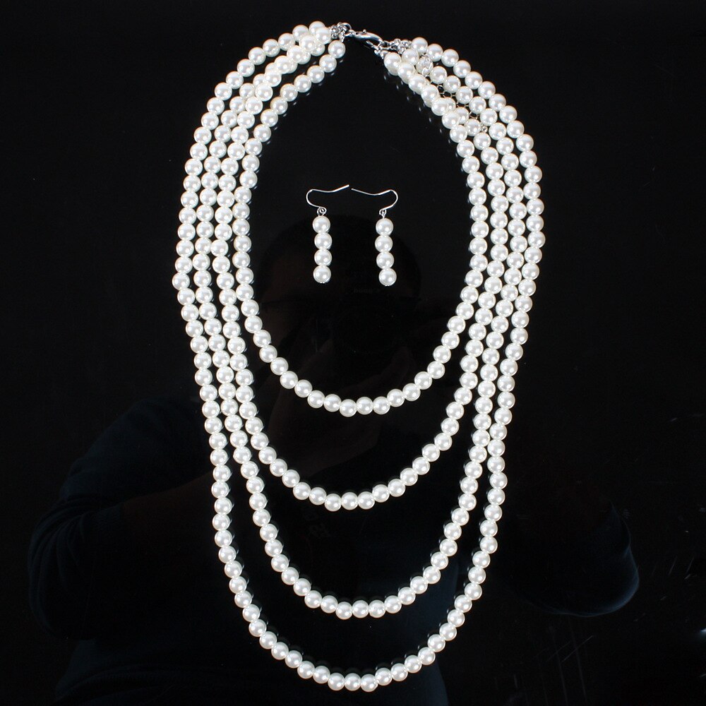 Pendientes collar de perlas gargantilla 2 uds accesorios de aleta retro vintage 1920s aleación para rugir 20s flapper cosplay disfraz de mujer joyería de moda 2026 - $14.99 –P3