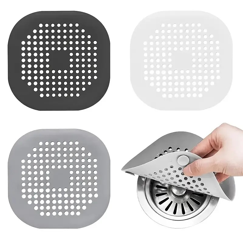 2pcs Shower Drain Cover, Easy to Clean and Install Shower Drain Cover, Drain Hair Catcher with Suction Cup, Shower Drain Protector Cover for Kitchen
