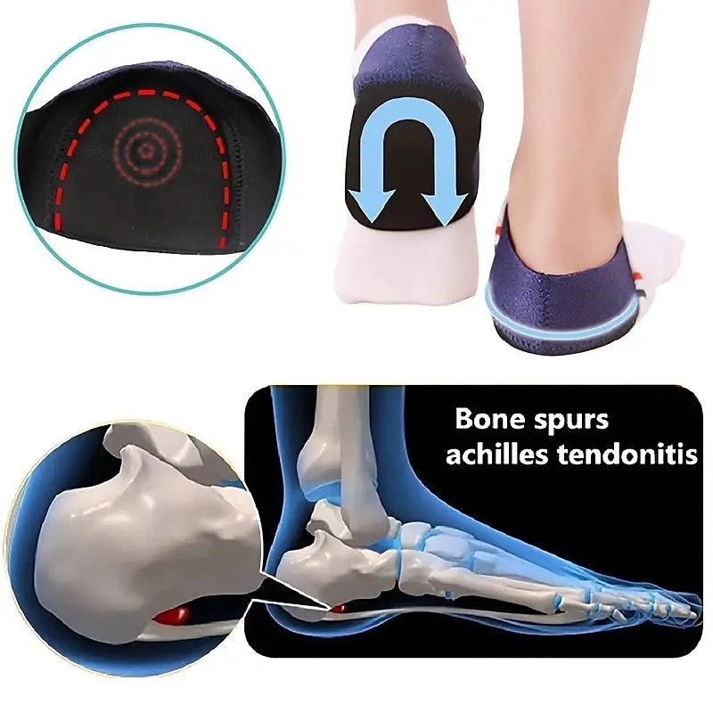 1pair Heel Brace With Hook And Loop Fastener Breathable Heel Cushions Heel Cups With Gel Pads For Women Men 2025 - $17.49 –P6