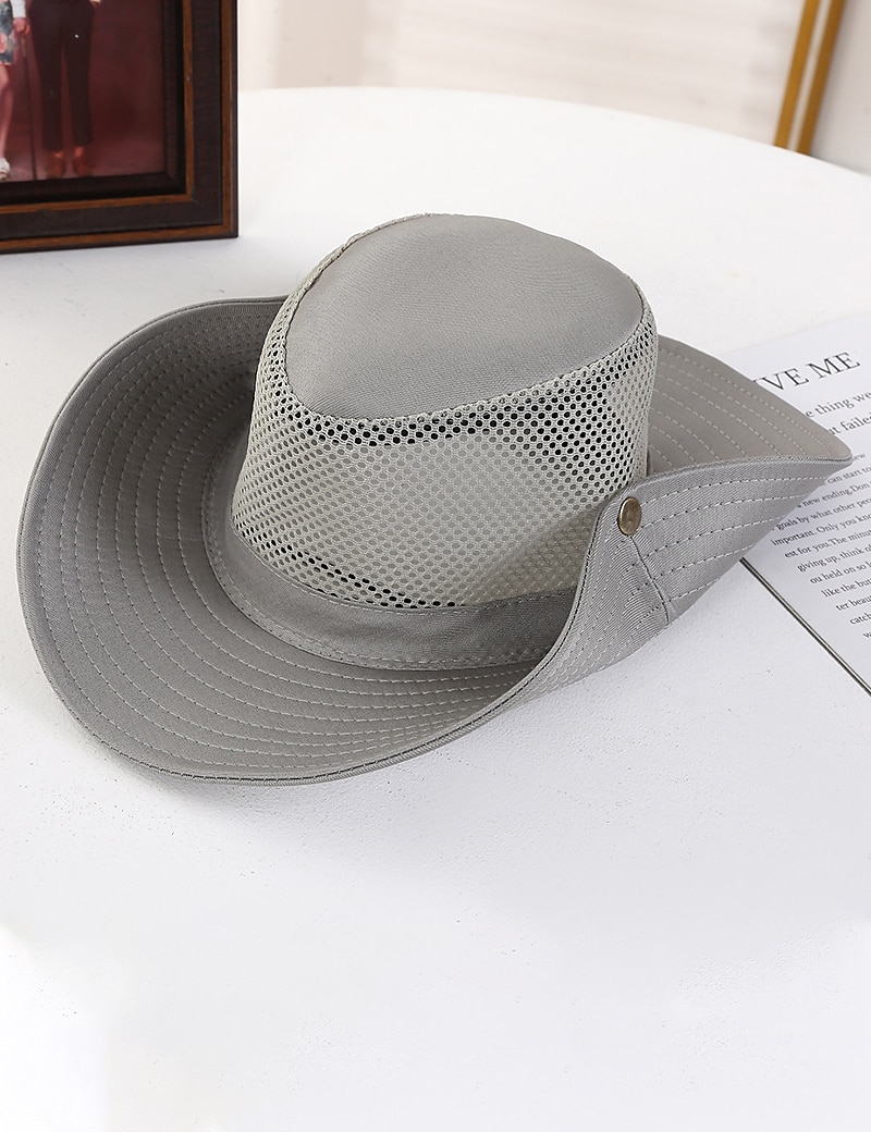 Herr Fiskarhatt Solhatt Fiskehatt Boonie hatt Vandringshatt Svart Mörk marin Bomull Nät Bred kant Stylish Ledigt Dagligen Friluftskläder Helgdag Slät UV Solskydd Solskyddskräm 2025 - $13.99 –P2