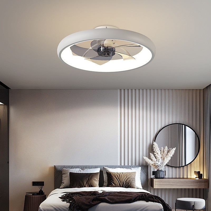 Ceiling Fans with Lights Flush Mount Low Profile Indoor Ceiling Fan,21" Dimmable Bladeless Ceiling Fans with Remote Control,Smart 3 Colors 6 Speeds Reversible 2025 - $230.29 –P8