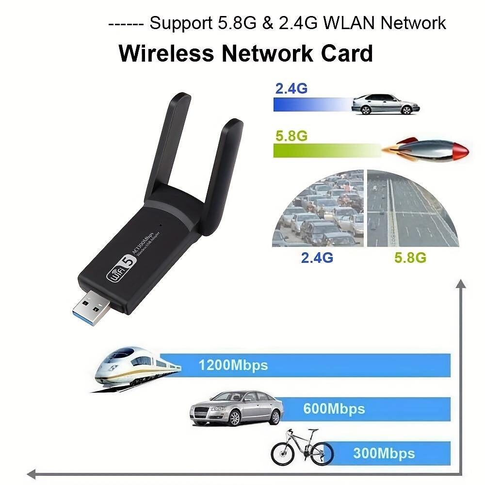 2.4G 5G 1300Mbps Usb Wireless Network Card Dongle Antenna AP Wifi Adapter Dual Band Wi-Fi Usb 3.0 Lan Ethernet 1200M 2025 - $19.99 –P8