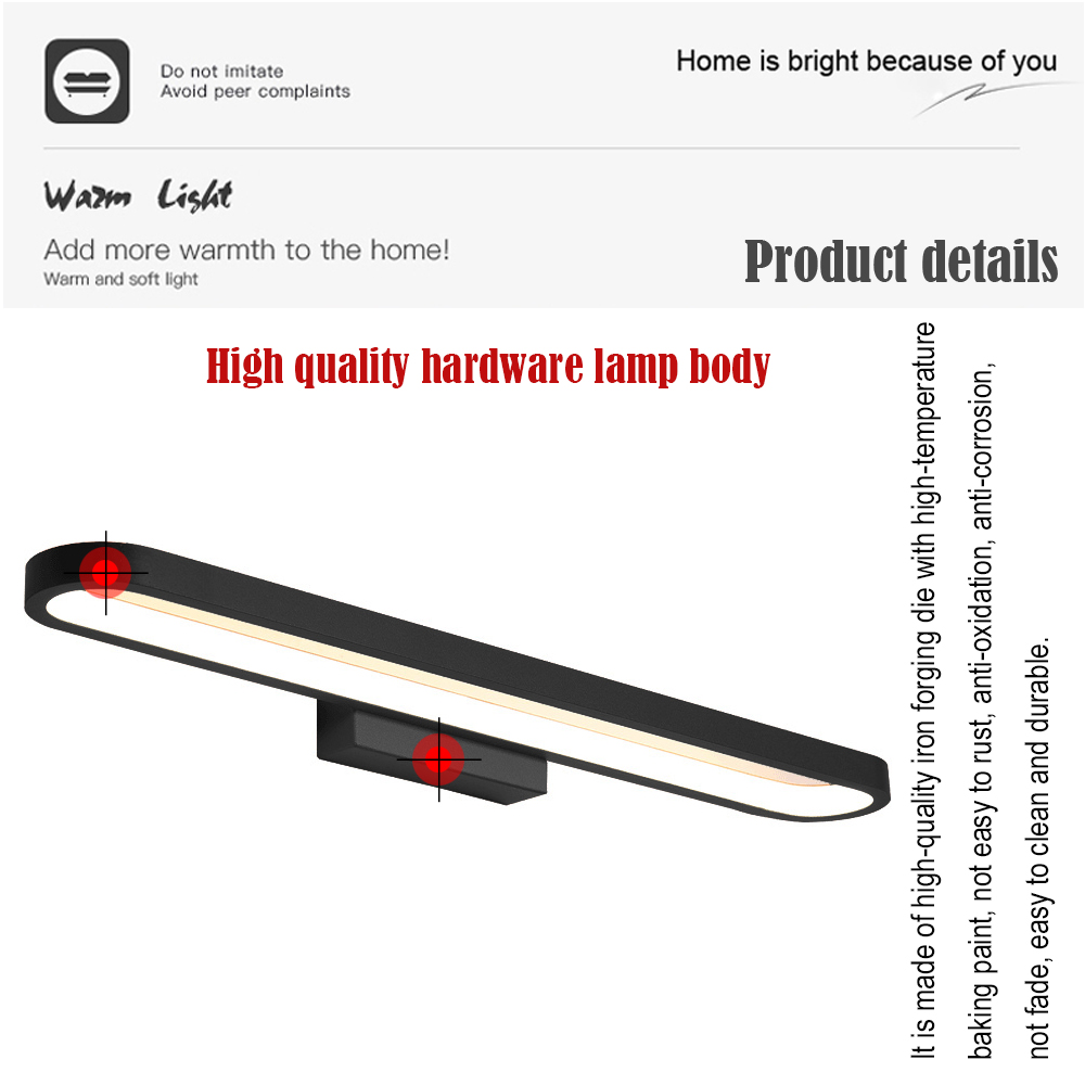 15.6in  23.5in 31.2in Modern and Minimalist Led Wall Lamp Living Room Bedroom Bathroom Dressing Table Black Coffee Mirror Front lamp AC220V AC110V 2026 - $107.99 –P2