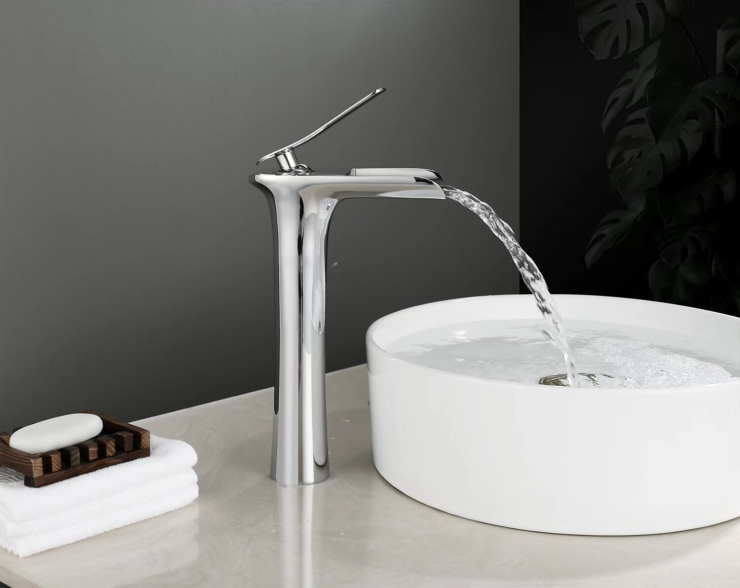 miscelatore lavabo bagno a cascata alto, lavabo monocomando rubinetti lavabo monocomando bagno con tubo acqua calda e fredda monoblocco vaso acqua rubinetto in ottone montato a ponte del 2025 a $113.99 –P8