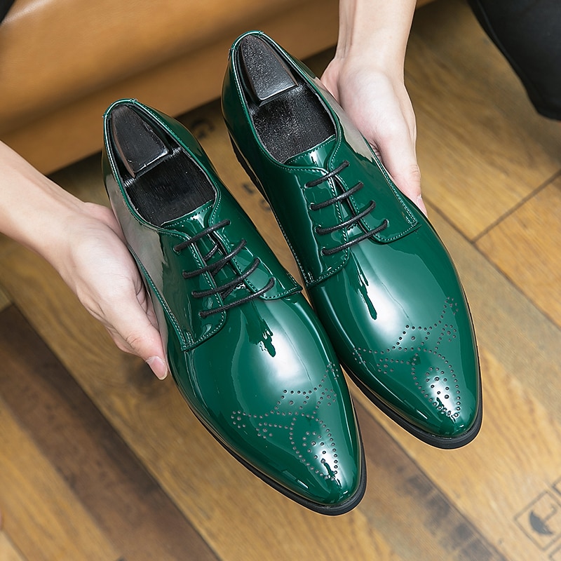Herren Outdoor Derby-Schuhe Bullock Schuhe Abendschuhe Karierte Schuhe im britischen Stil Geschäftlich Britisch Party & Abend St. Patricks Day PU Schnürsenkel Schwarz Grün Farbverlauf Frühling Herbst 2025 - $54.99 –P17
