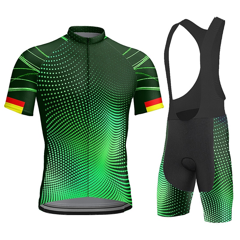 Férfi Kerékpáros dzsörzé kantáros nadrággal Rövid ujjú Hegyi biciklizés Országúti biciklizés Nyár Medence Fekete Bíbor Mértani Bicikli 3D-s párna Gyors szárítás Hátizsák Nedvességelvezető Légáteresztő 2026 - $49.99 –P16