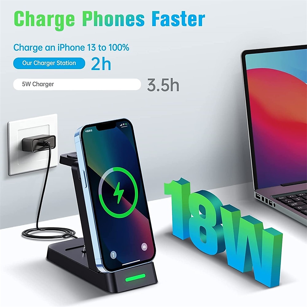 2025年 ワイヤレスチャージャー ワイヤレス充電スタンド CE 高速ワイヤレス充電 3 in 1 用途 ユニバーサル  コレクション – $27.99 –P8