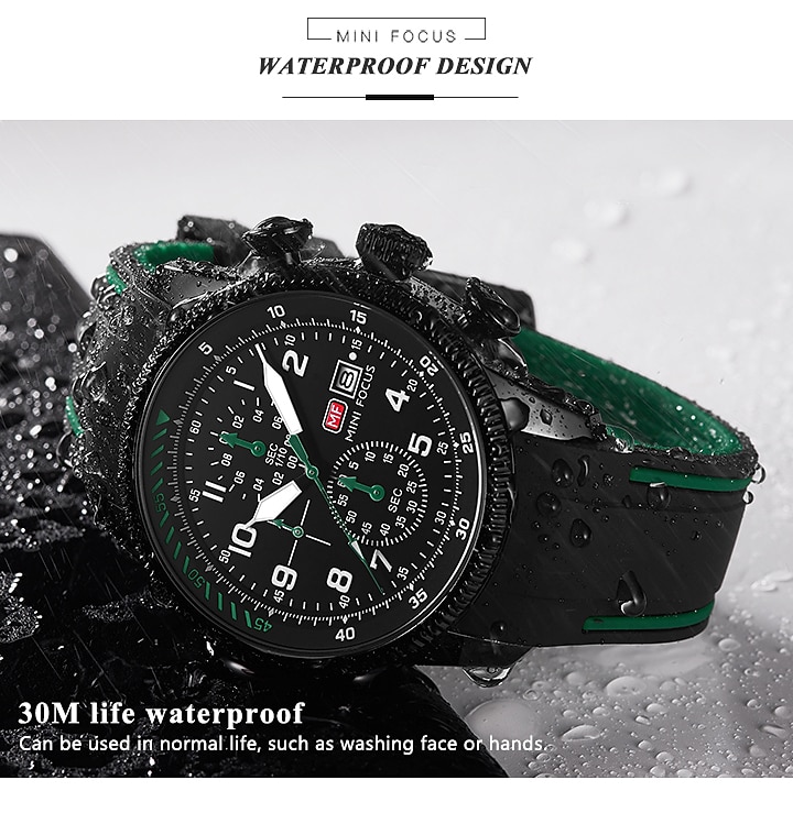 MINI FOCUS Men Quartz Watch Large Dial Outdoor Fashion Business Luminous Three Time Zones Calendar Waterproof Silicone Watch 2026 - $45.99 –P5