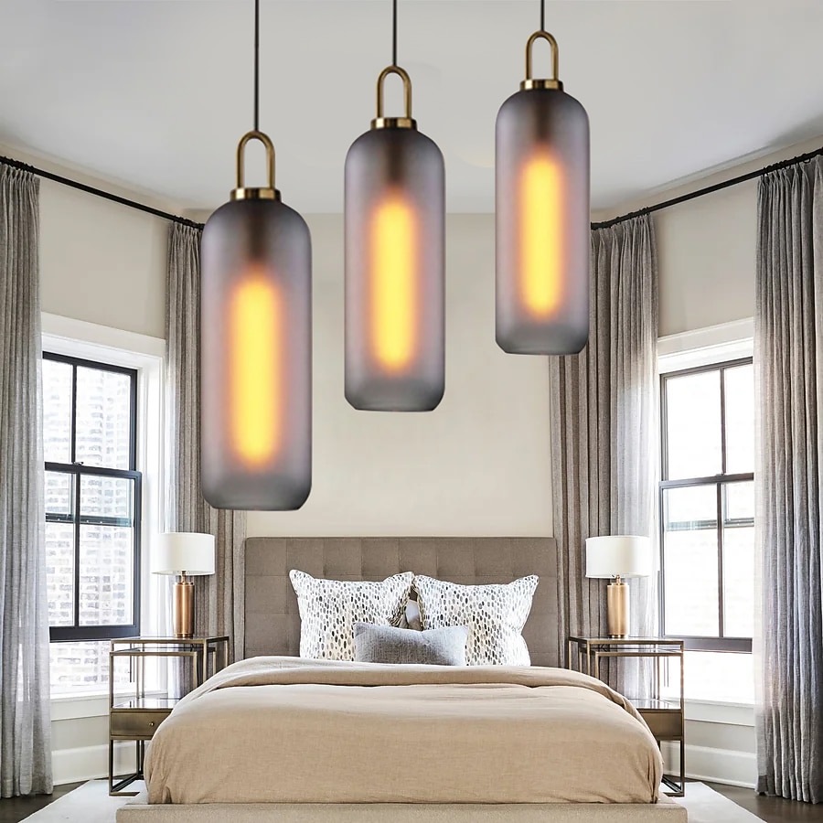 LED Pendant Lights Kitchen Island Glass Metal Lighting Modern Farmhouse ...