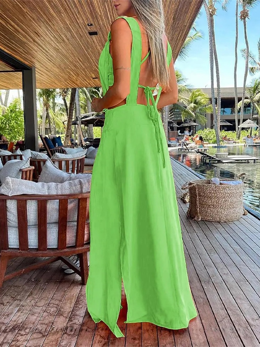 Women's Long Dress Maxi Dress Party Dress Casual Dress Summer Dress Pure  Color Streetwear Casual Outdoor