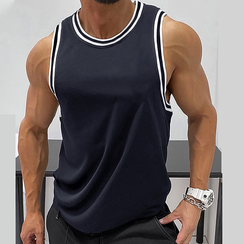 Men's Tank Top Vest Top Undershirt Sleeveless Shirt Sleeveless Crewneck Summer Color Block Fashion Daily Sport Vacation Sports & Outdoor Going out Black Yellow Red Top Tee for Men 2026 - $19.49 –P7