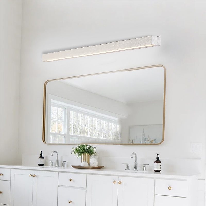 матовый светодиодный зеркальный светильник тщеславия современный черный серебристый минималистский светильник для ванной комнаты алюминиевый водонепроницаемый ip20 40 см 70 см 110-240 В 2026 - Kč1232 –P8