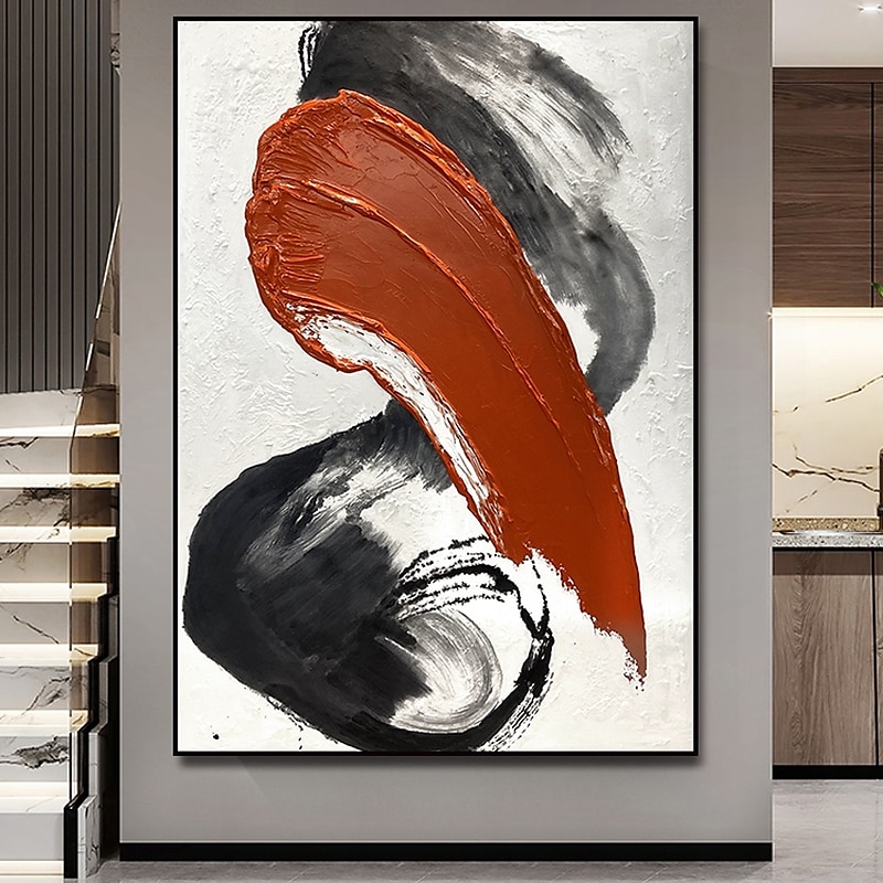 handgemaakt handgeschilderd olieverfschilderij muur modern abstract wit rood canvas schilderij woondecoratie decor opgerold canvas geen frame ongespannen 2025 - $141.99 –P6