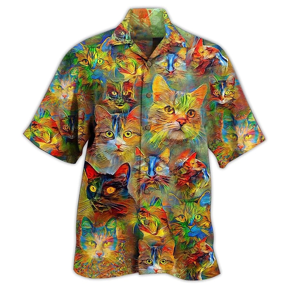 Hombre Comida Letra Camisa Abotonar la camisa Manga Corta Tropical Moda Hawaiano Exterior Diario Playa Verano Primavera Cuello Vuelto Estampado Abotonar Negro Negro / Verde Amarillo Verde Claro Negro 2025 - $24.99 –P3