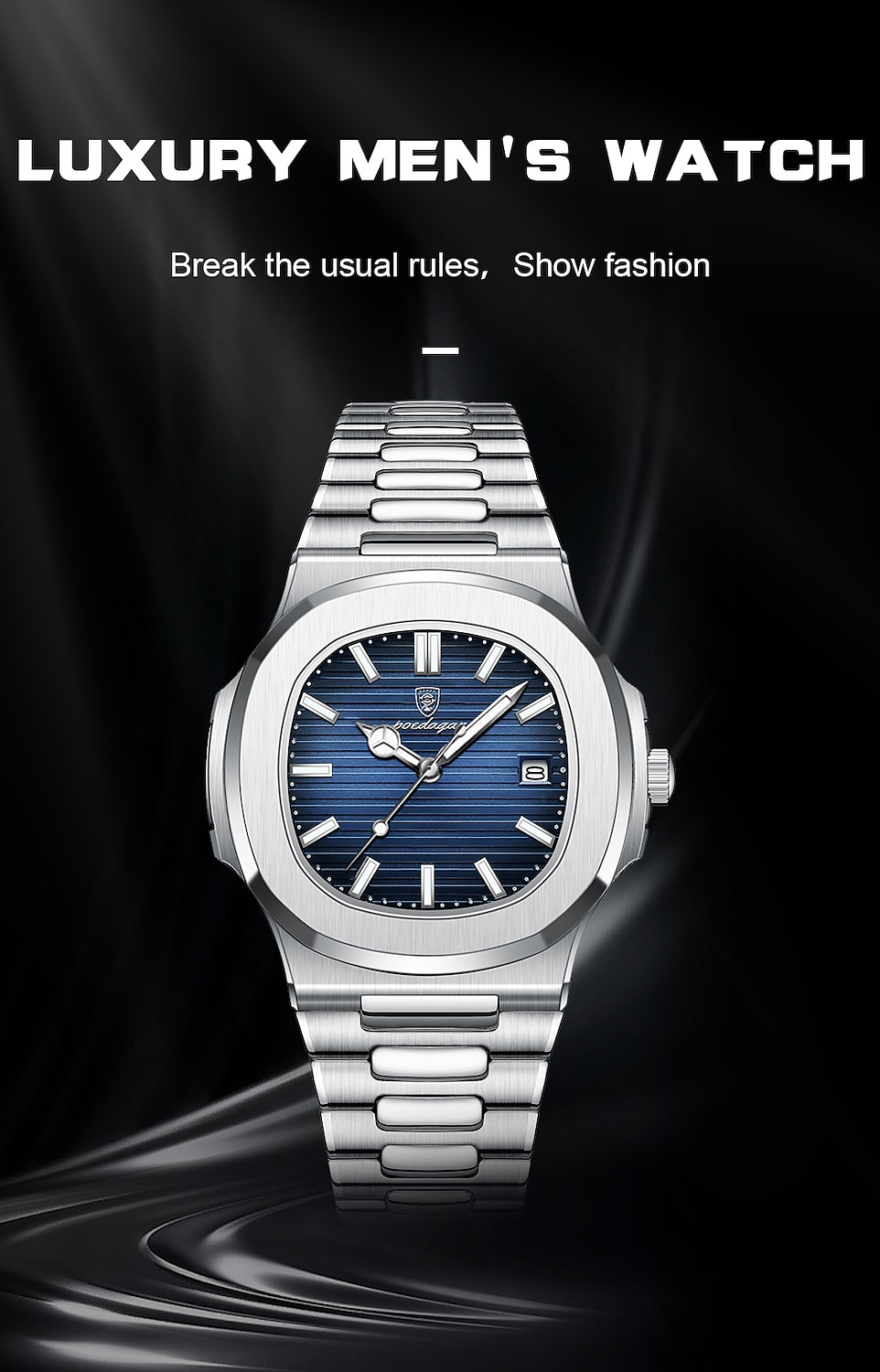 POEDAGAR Luxury Watch Business Waterproof Male Clock Luminous Date Stainless Steel Square Quartz Men Watch 2025 - $31.99 –P1