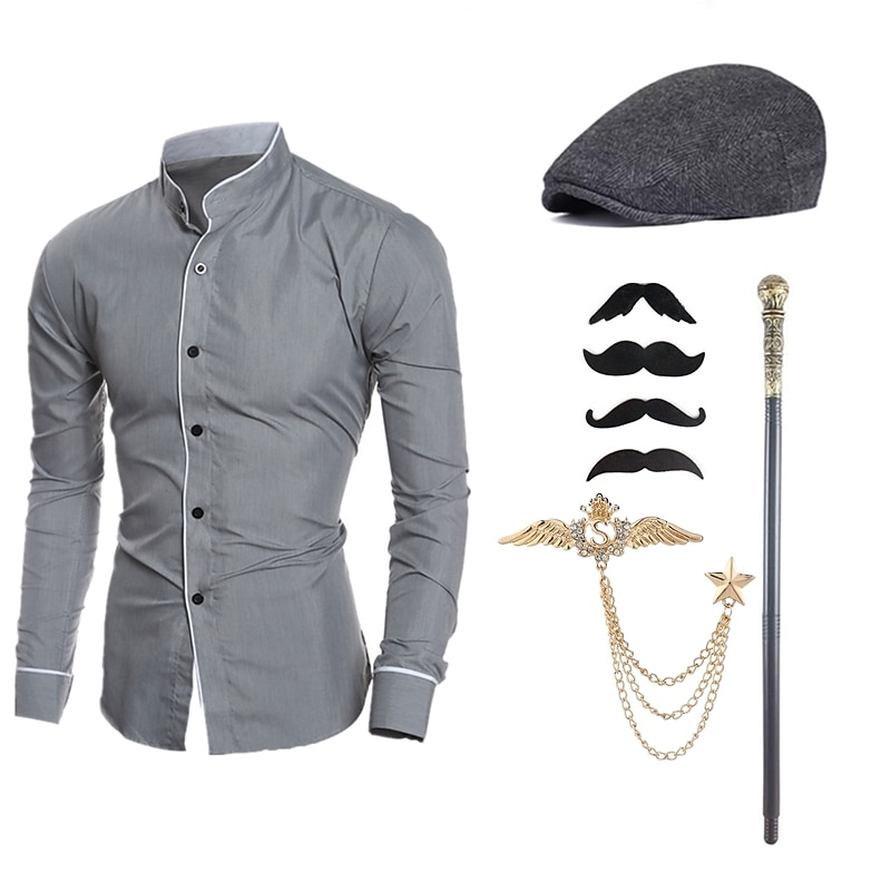 Vintage Vintage Inspired Outfits Party Costume Cosplay Buckle Solid Colored Halloween Button Down Collar Fancy Dress Men's Halloween Carnival Party & Evening Casual Daily Bachelorette Party Adults' 2026 - $35.99 –P3