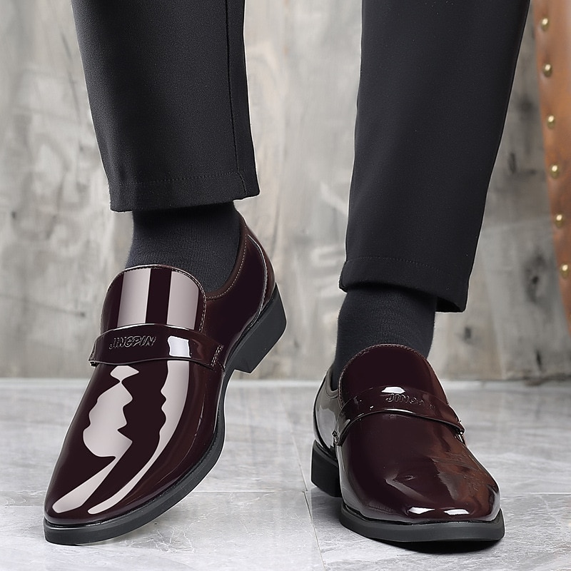 Herren Loafer & Slip On Leder-Loafer Geschäftlich Brautkleider schlicht Outdoor Täglich PU Atmungsaktiv Halbschuhe Schwarz Braun Frühling Herbst 2025 - $42.99 –P4