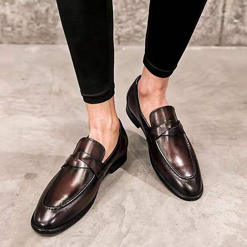 pánské hnědé penny mokasíny z umělé kůže – klasické slip-on společenské boty pro podnikání, kancelář a formální příležitosti 2025 - $42.99 –P2