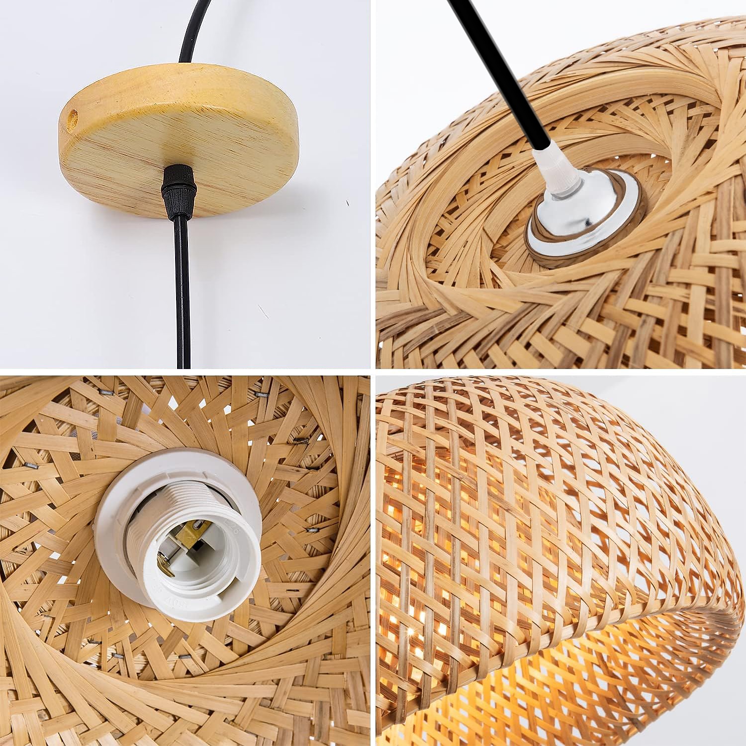 Creative Handmade Bamboo Weaving Natural Wind Ceiling Chandelier E27/E26 Base Ceiling Lighting Hanging Lamp Suitable for Study Coffee Shop Restaurant Rar AC110V AC220V 2026 - $151.99 –P13
