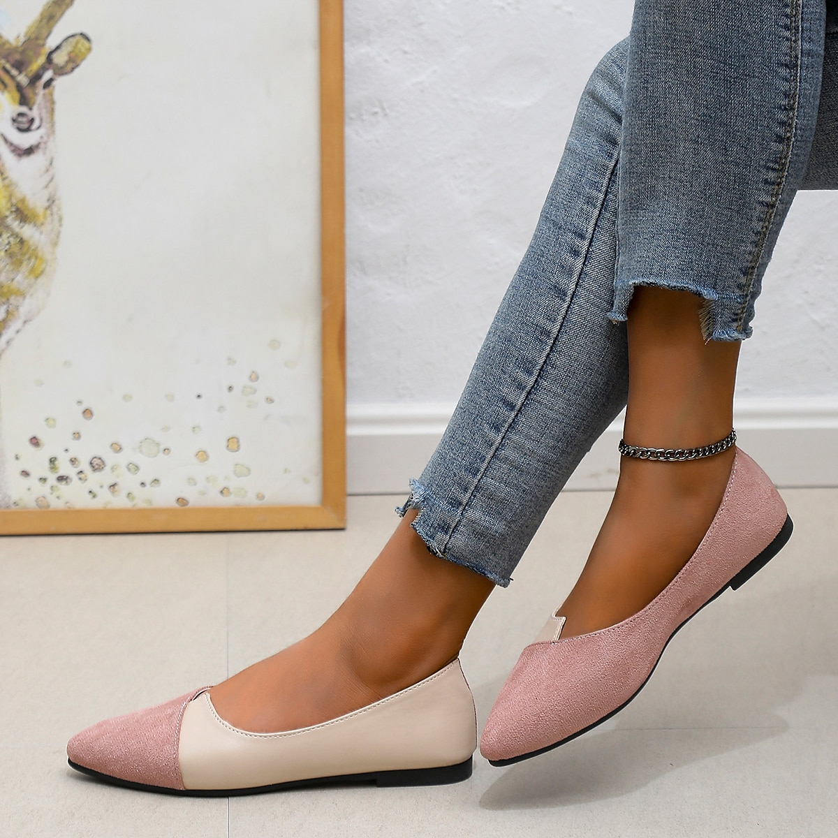 Women's Two-Tone Pointed Toe Flats – Elegant Slip-On Ballet Shoes, Comfortable Daily Wear for Work & Casual Outfits 2025 - $19.99 –P5