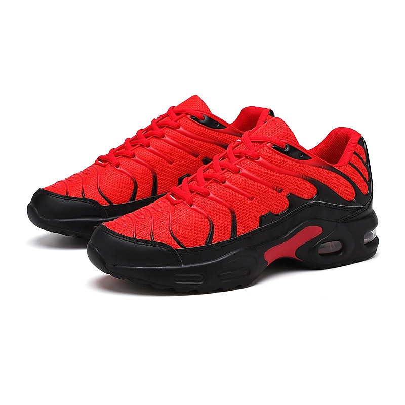 Zapatillas deportivas rojas con colchón de aire para hombre: zapatillas deportivas de malla transpirable con absorción de impactos para gimnasio, entrenamiento y uso diario. 2025 - $46.99 –P5