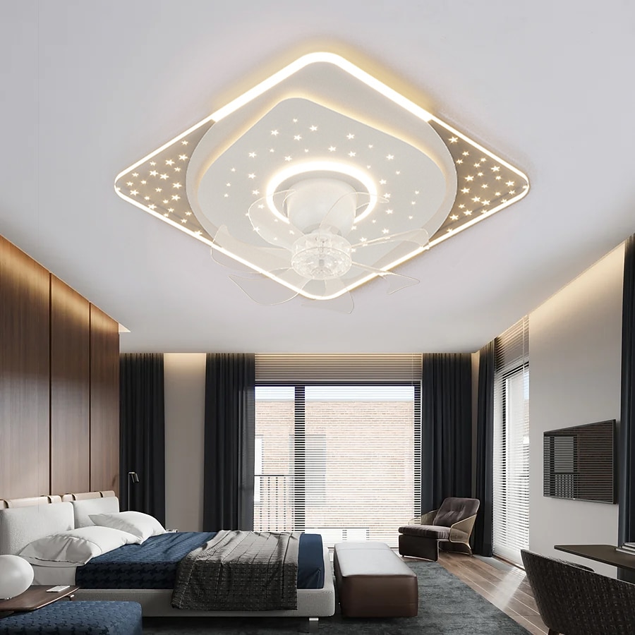 Deckenventilator mit Licht 20" App&amp; Fernbedienung, Zeitmessung&amp; 3-LED-Farb-LED-Deckenventilator, 6 Windgeschwindigkeiten moderner Deckenventilator für Schlafzimmer, Wohnzimmer, kleines Zimmer 2025 - $331.09 –P12
