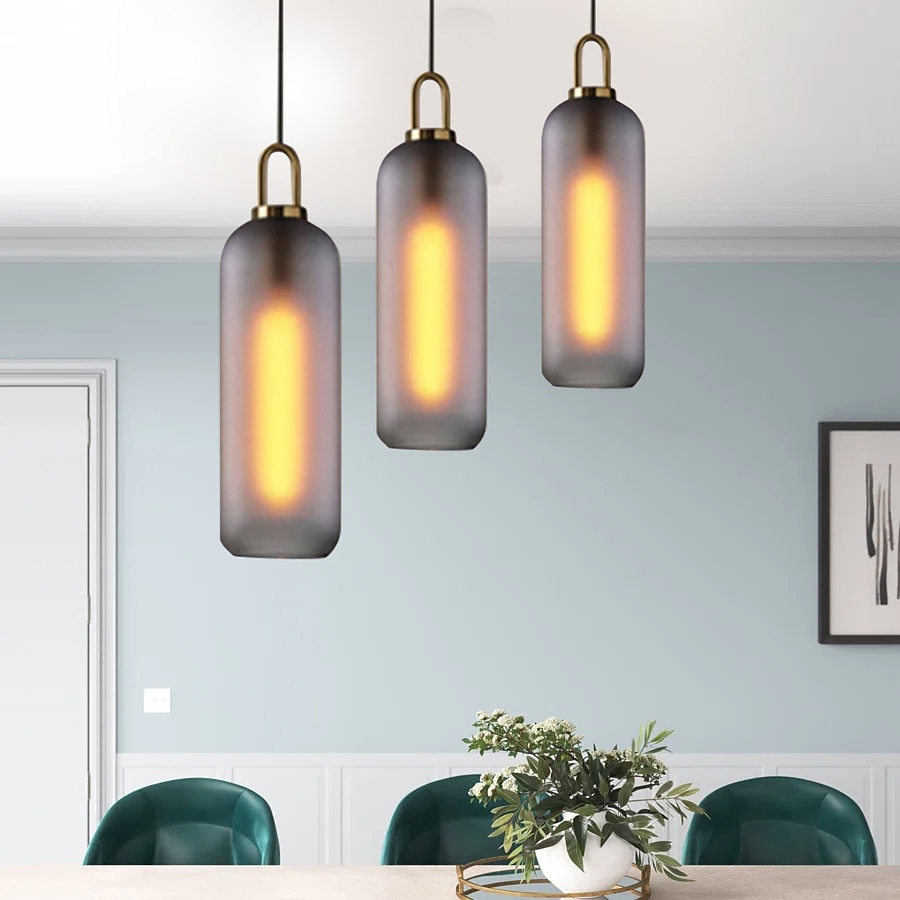 LED Pendant Lights Kitchen Island Glass Metal Lighting Modern Farmhouse ...