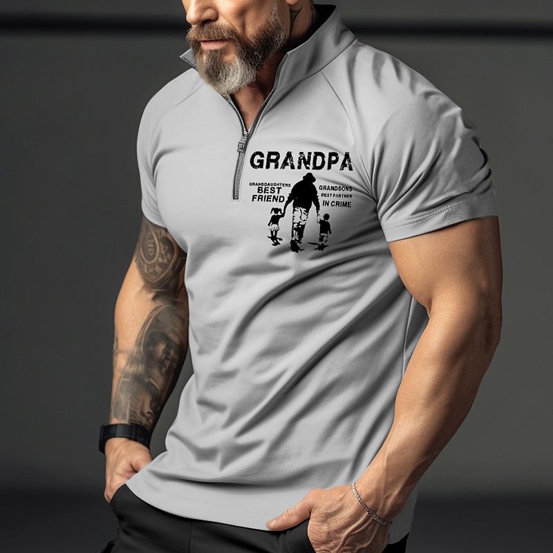 Herrarnas kortärmade kvart zip T-shirt Morfar barnbarns bästa vän  barnbarns bästa partner i brott familjegåva grafisk 2025 - $22.99 –P4