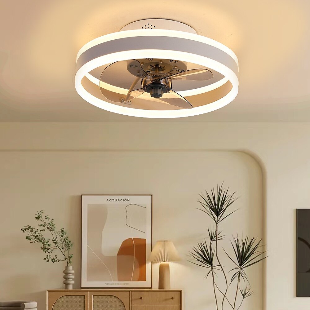 Ceiling Fans with Lights Flush Mount Low Profile Indoor Ceiling Fan,18.7" Dimmable Bladeless Ceiling Fans with Remote Control,Smart 3 Colors 6 Speeds Reversible 2025 - $215.89 –P2