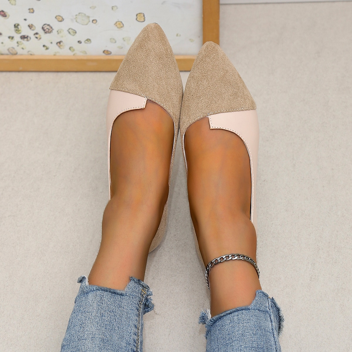 Women's Two-Tone Pointed Toe Flats – Elegant Slip-On Ballet Shoes, Comfortable Daily Wear for Work & Casual Outfits 2025 - $19.99 –P13