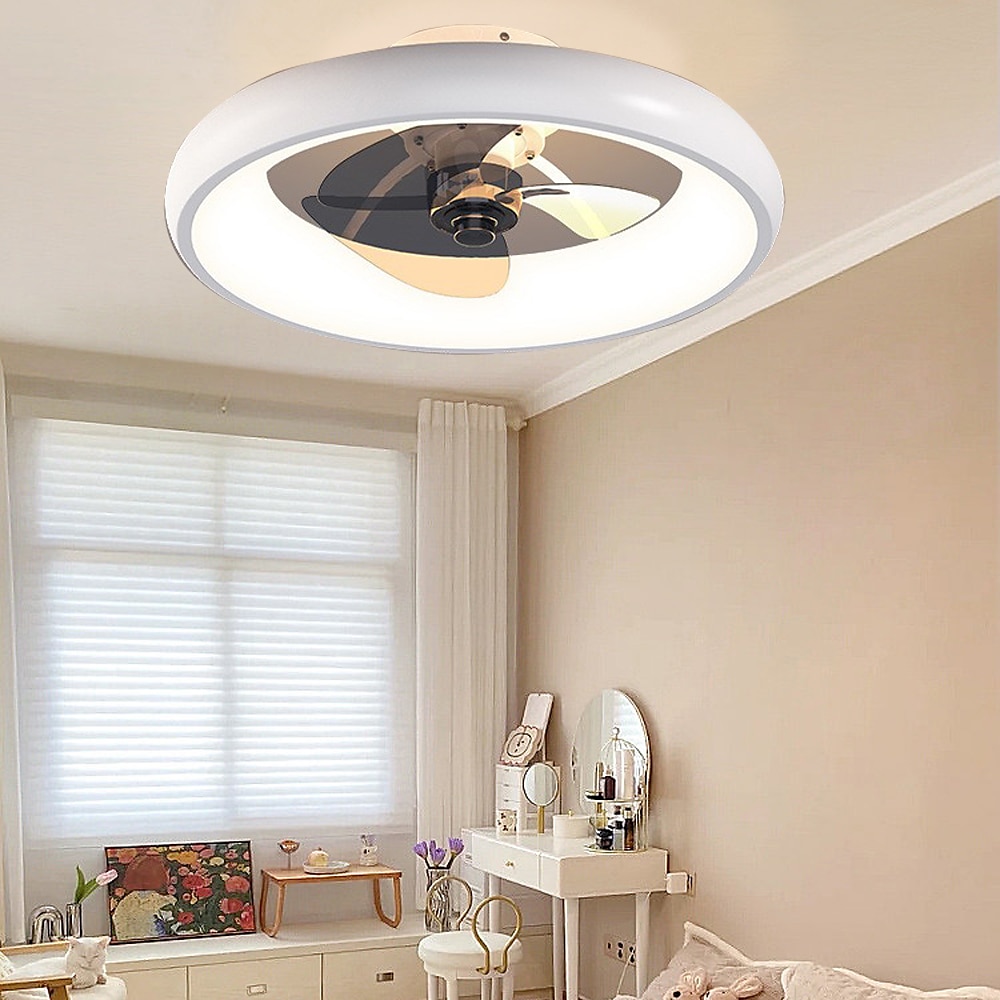 Ceiling Fans with Lights Flush Mount Low Profile Indoor Ceiling Fan,21" Dimmable Bladeless Ceiling Fans with Remote Control,Smart 3 Colors 6 Speeds Reversible 2025 - $230.29 –P4