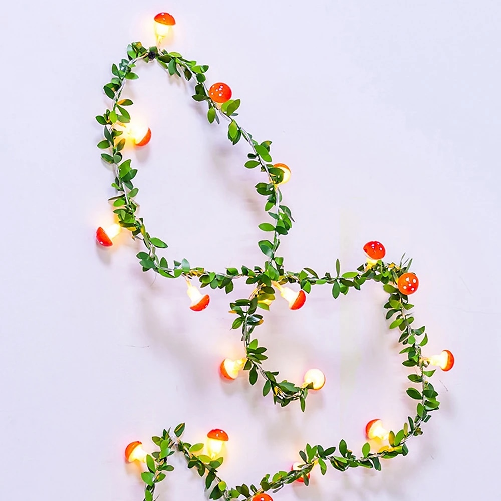 Mushroom Rattan Fairy String lights Battery Powered Garland Lights 3M-20LEDs Holiday Wedding Party Garden Indoor Outdoor Decoration 2025 - $14.99 –P5